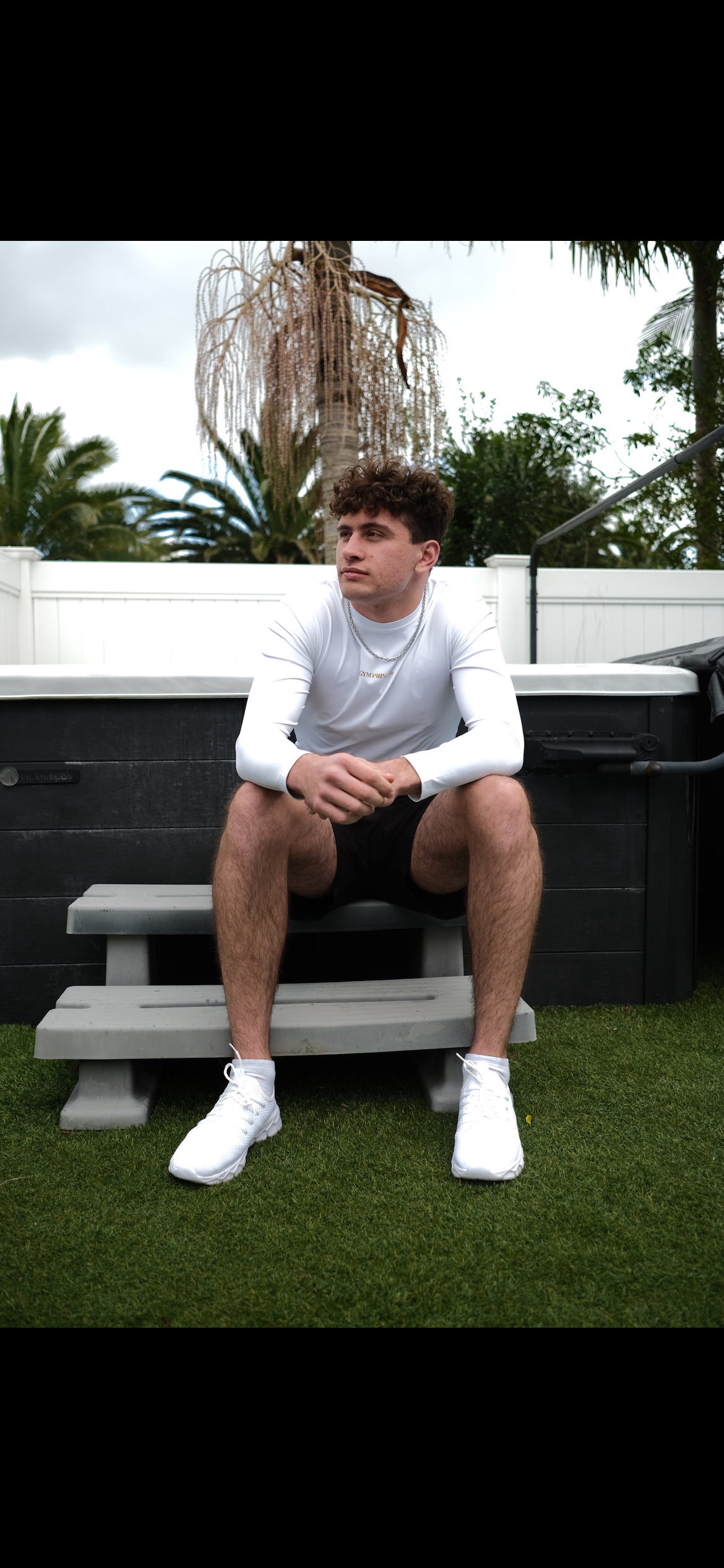 Long sleeve white compression shirt